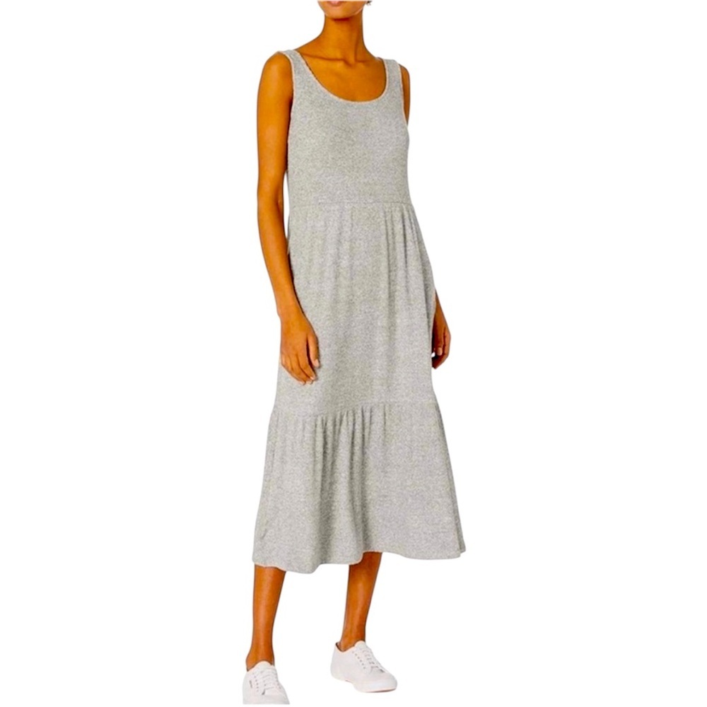 Comfy Chic Heather Gray Sleeveless Midi Dress Daily Ritual Sz Small